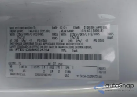 2021 Ford F-150 Xl from USA, damaged, VIN 1FTEX1C80MKE25754